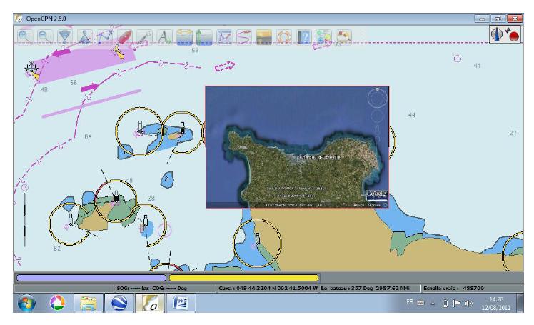 incrustation d'une image google earth in opencpn
